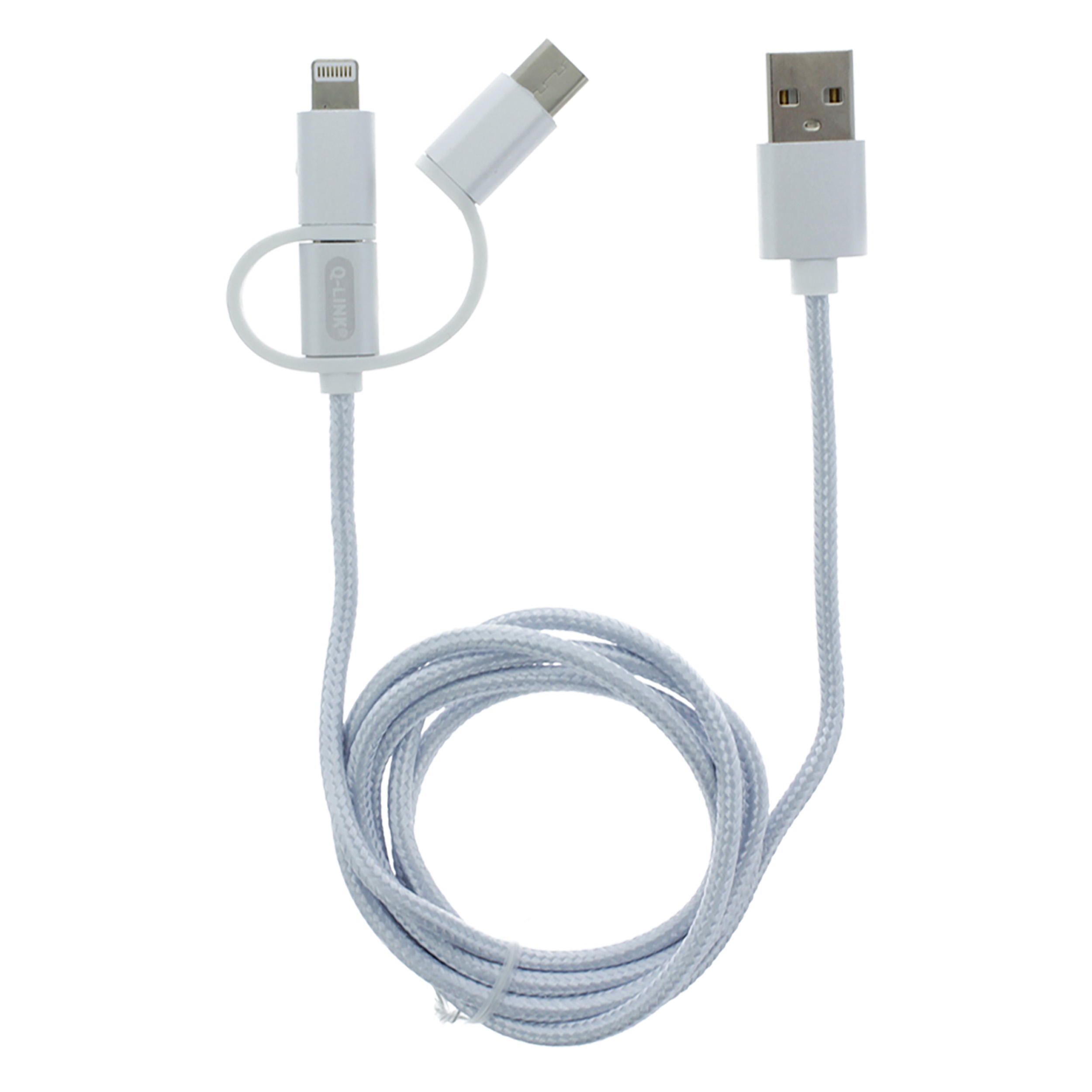 00.137.21 Q-Link  datakabel USB - USB-C/iPhone/Micro USB - 1 m - zilver