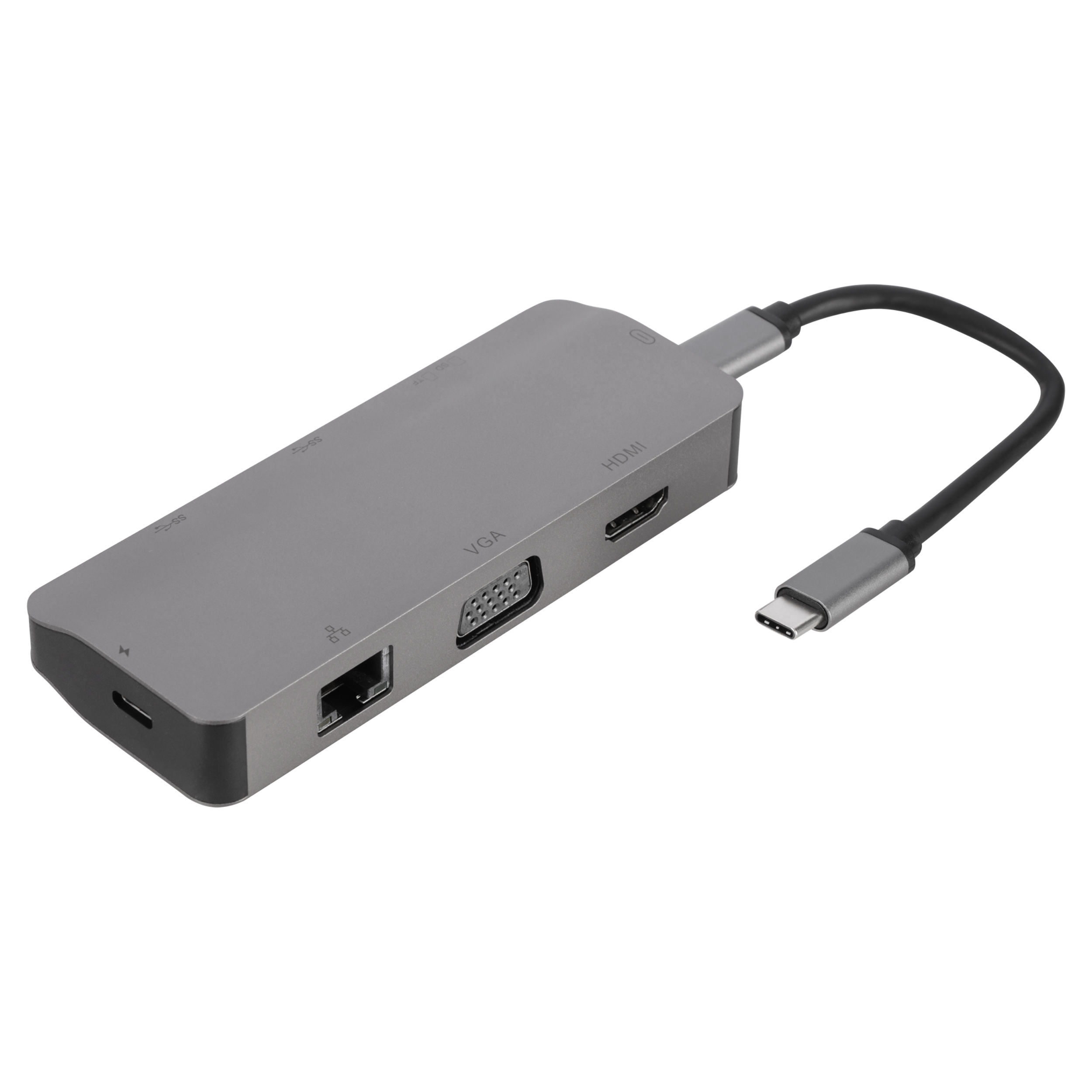 00.152.33 Q-Link  USB-C hub 8-in-1 - multifunctioneel - met kabel - grijs