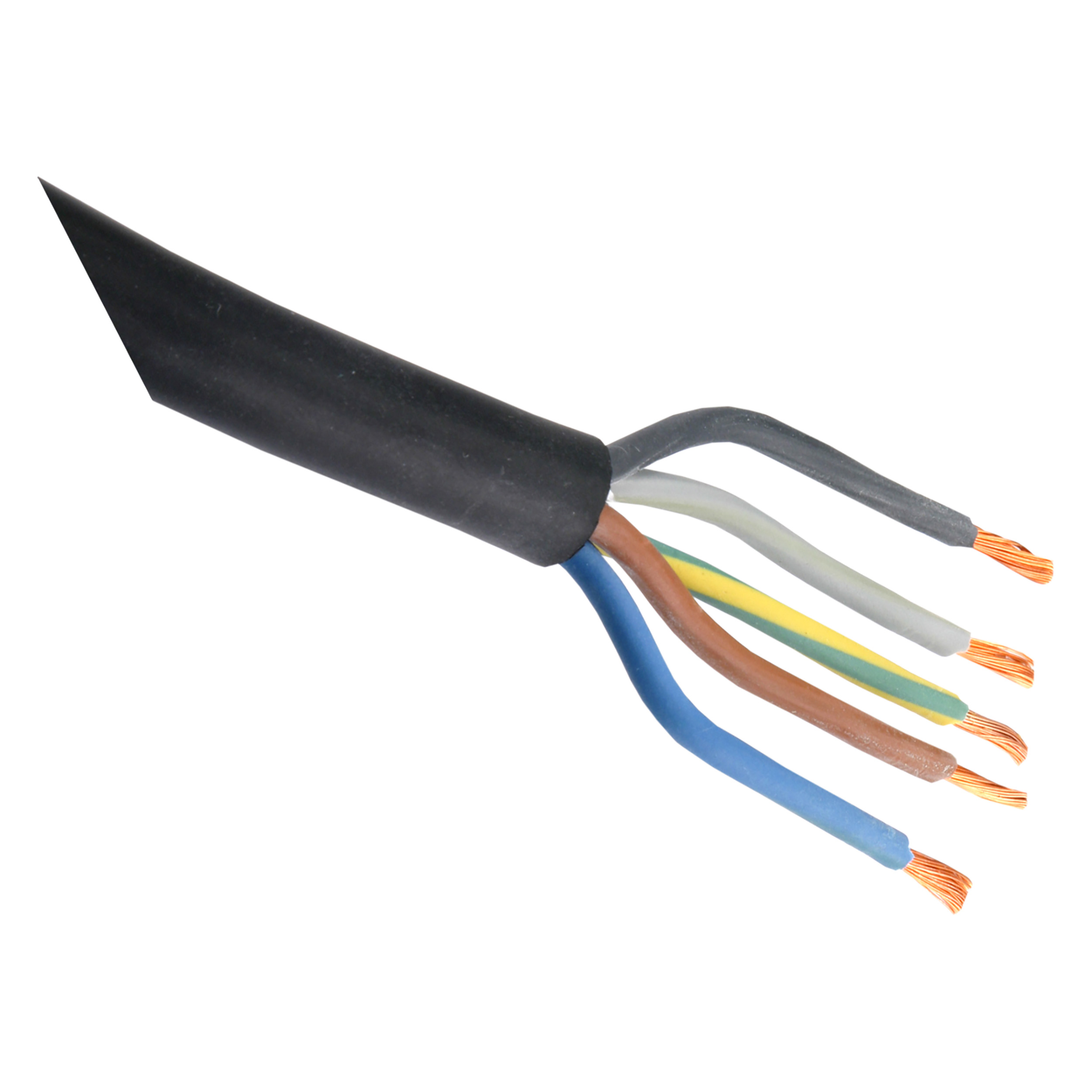 03.031.05   rubber kabel glad - 5 x 2.5 mm², 10 m - zwart