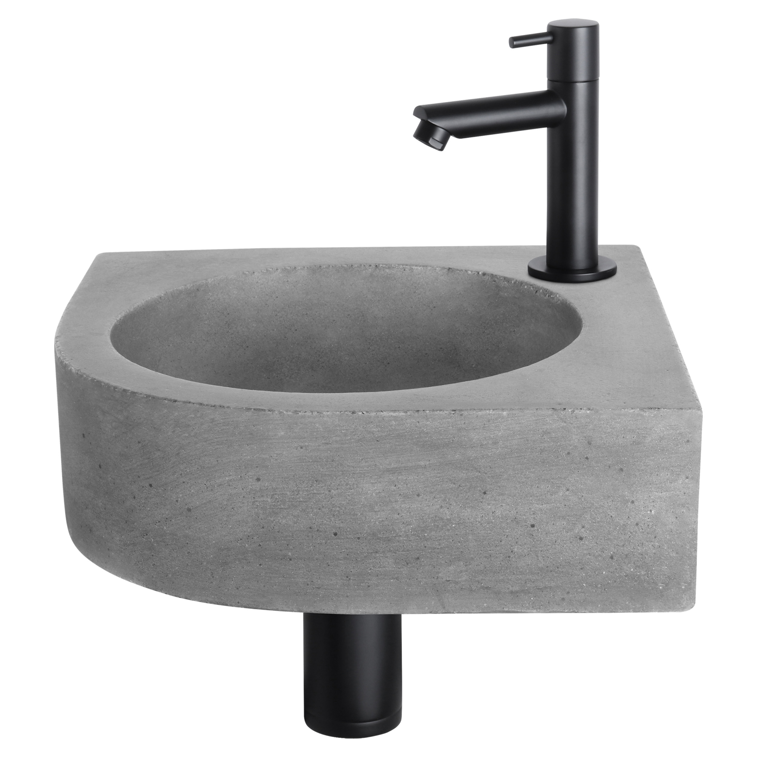 38.401.21 Differnz Cleo fonteinset beton donkergrijs - kraan recht - 31.5 x 31.5 x 10 cm - mat zwart
