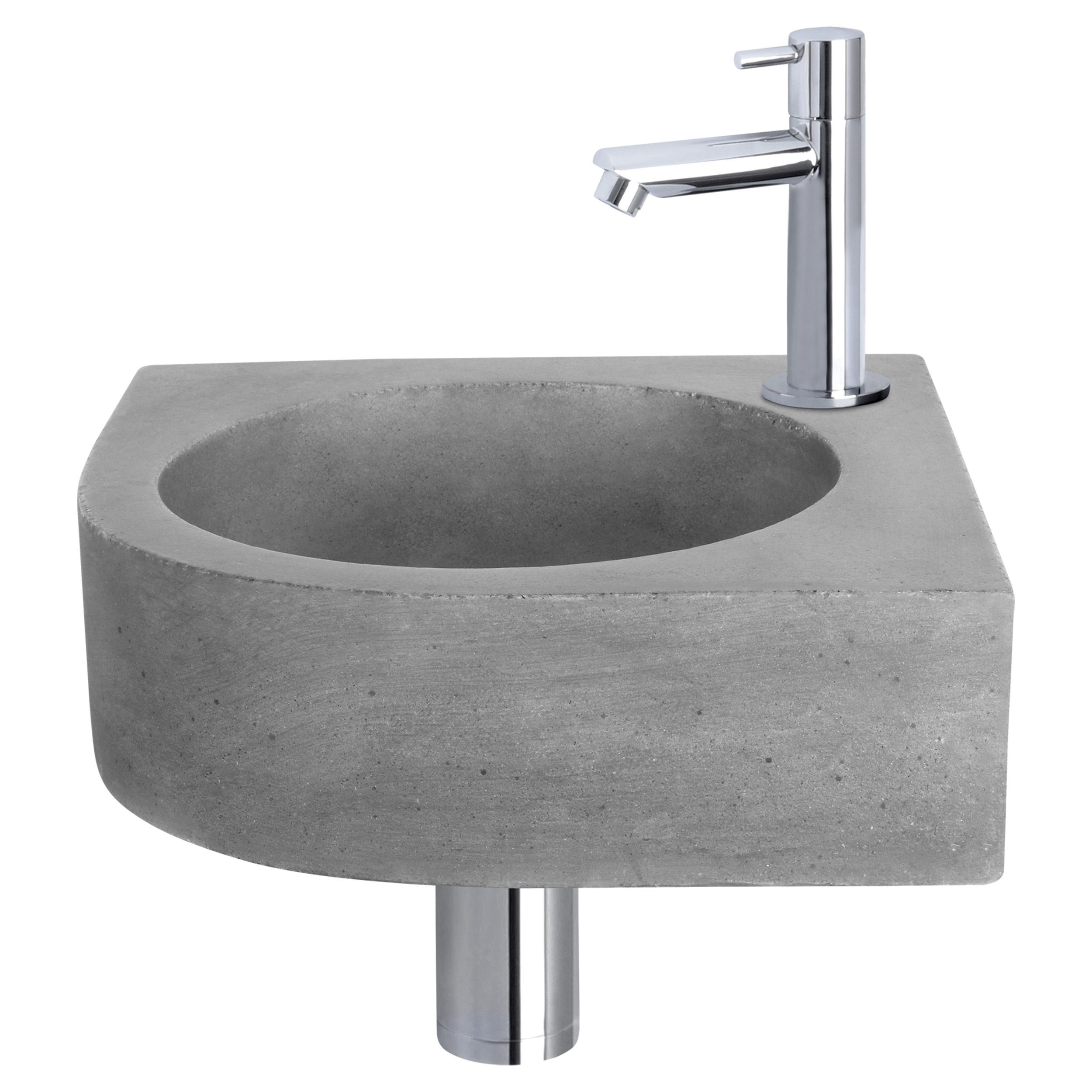 38.401.24 Differnz Cleo fonteinset beton donkergrijs - kraan recht - 31.5 x 31.5 x 10 cm - chroom