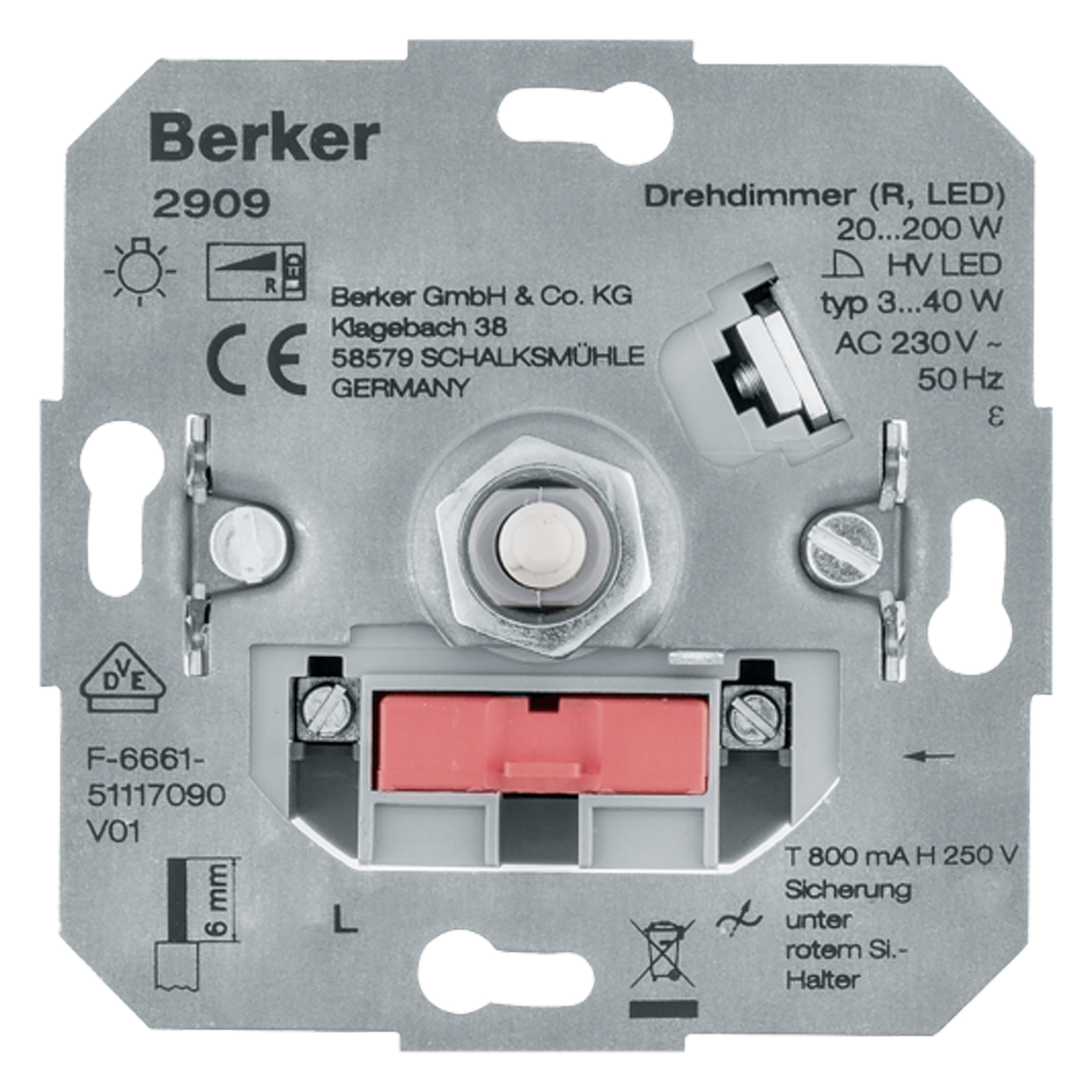 54.010.92 Berker  dimmer inbouw - draai-uit - LED - 3-40W - universeel  