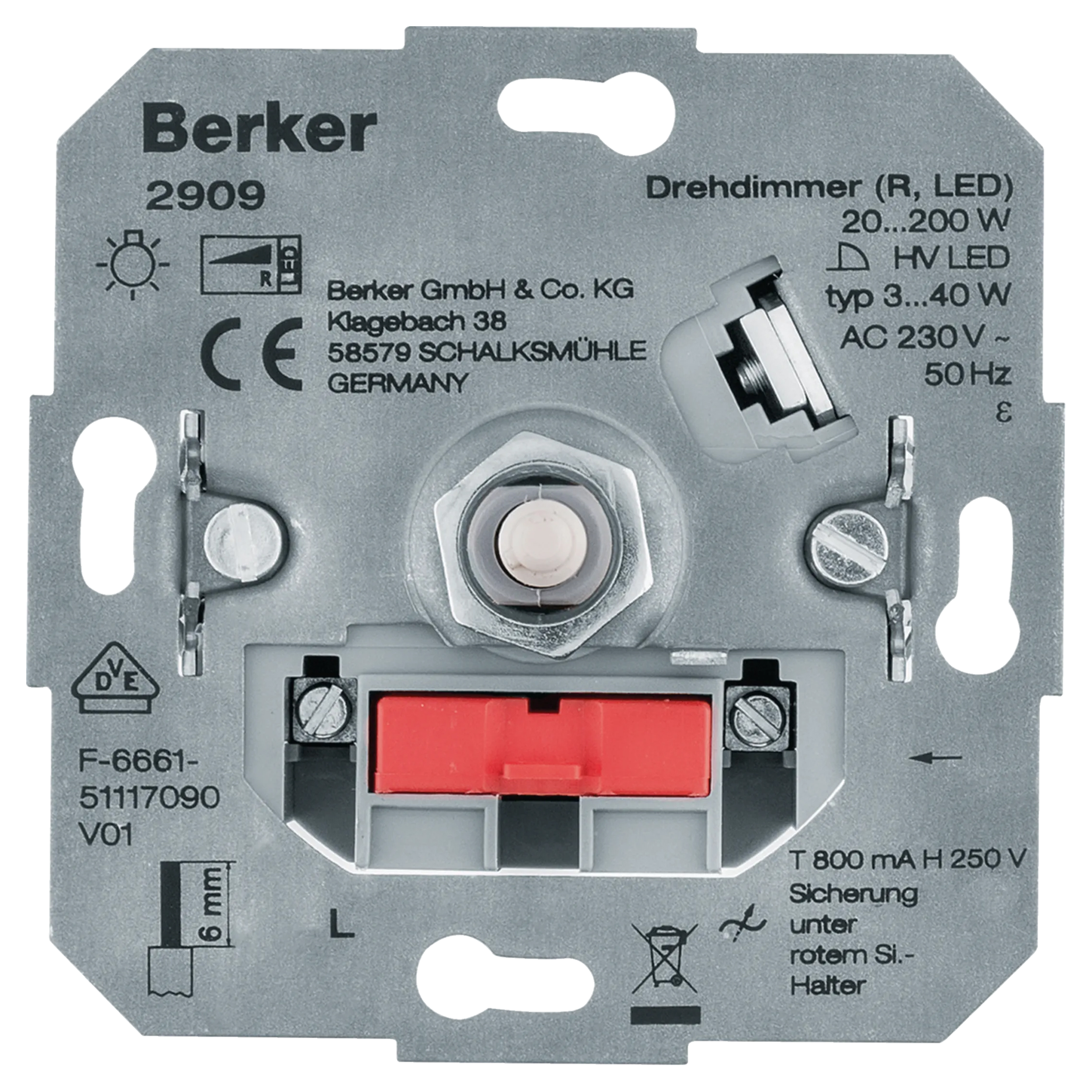 58.010.92 Berker  dimmer inbouw - LED 3-40W/200W - universeel - element  