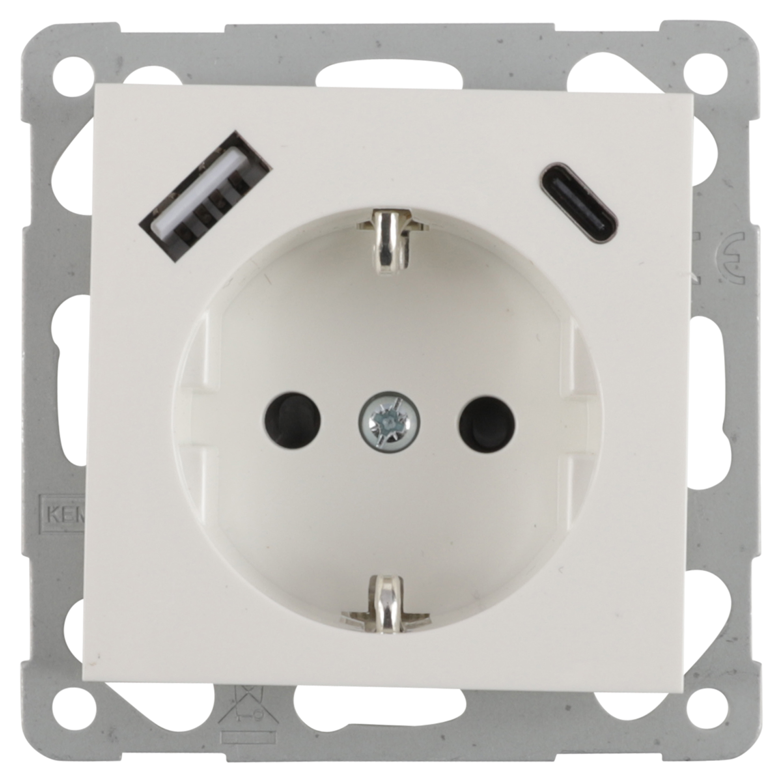 58.096.46 Q-Link S-Line contactdoos inbouw - 1-voudig - USB A/C - polarwit