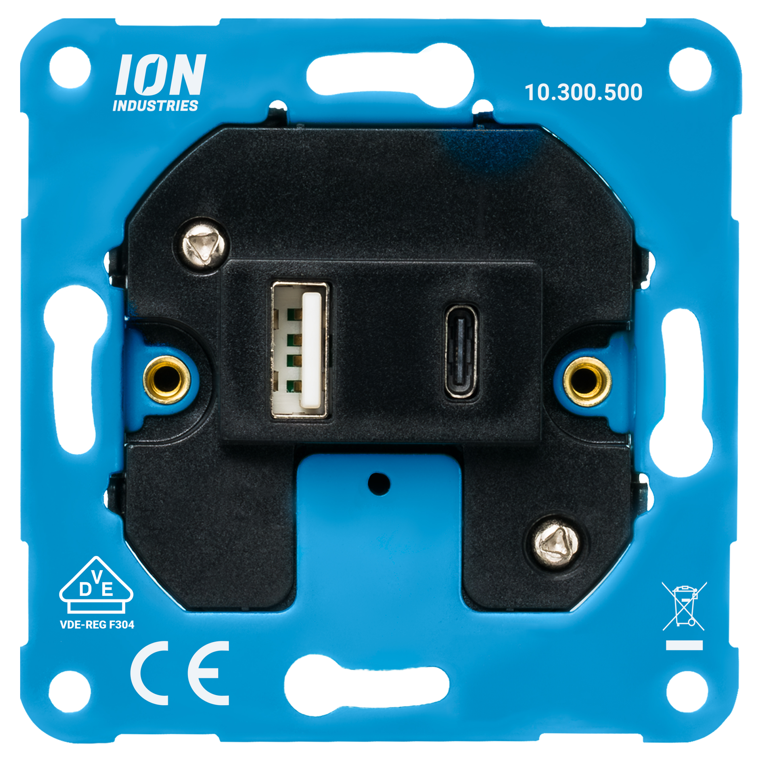 66.008.79 ION Industries  charger element inbouw - USB A/C - universeel - IP20 - 71 x 71 mm