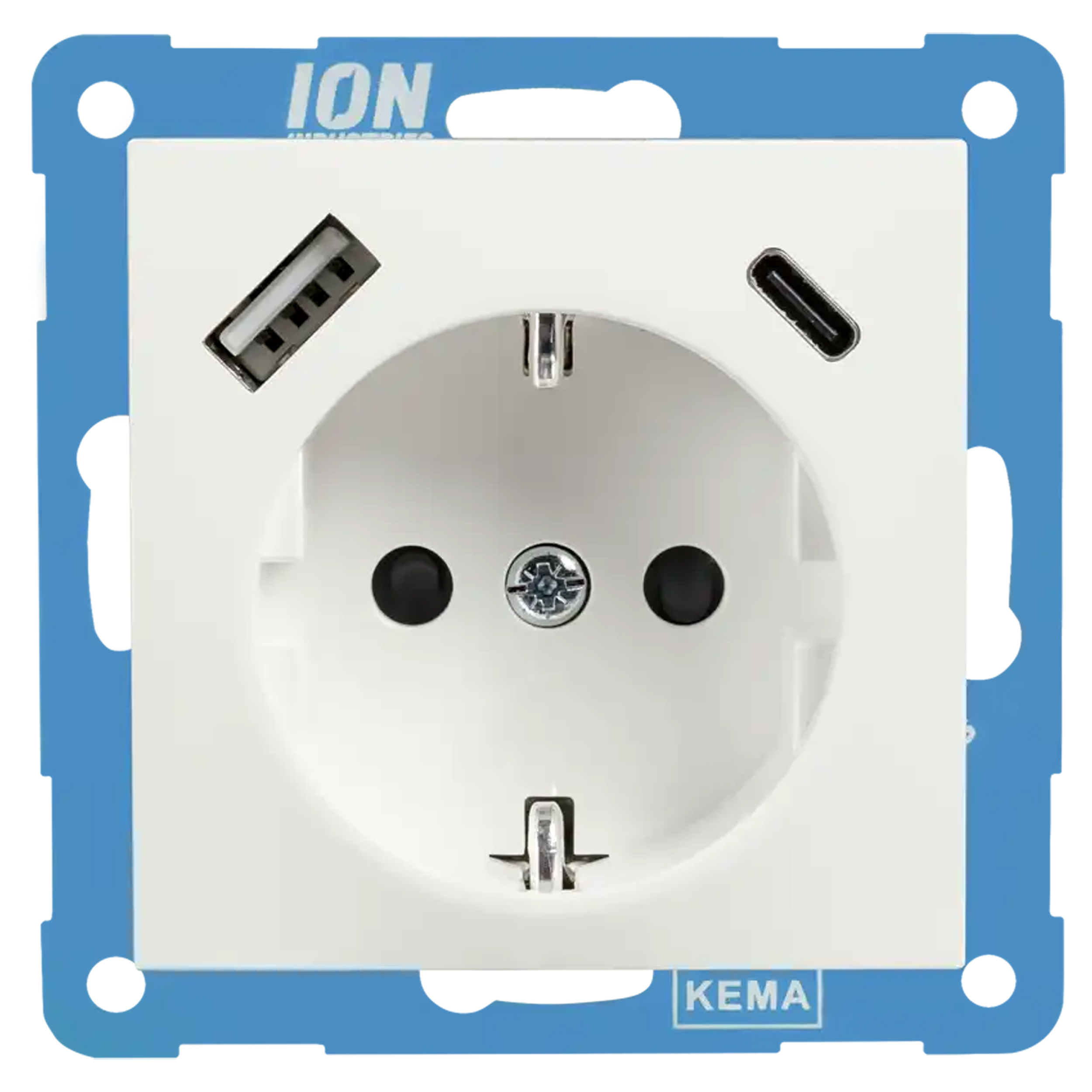 66.116.46 ION Industries E1 contactdoos inbouw - 1-voudig - randaarde - USB A/C - 71 x 71 x 32 mm - alpin wit