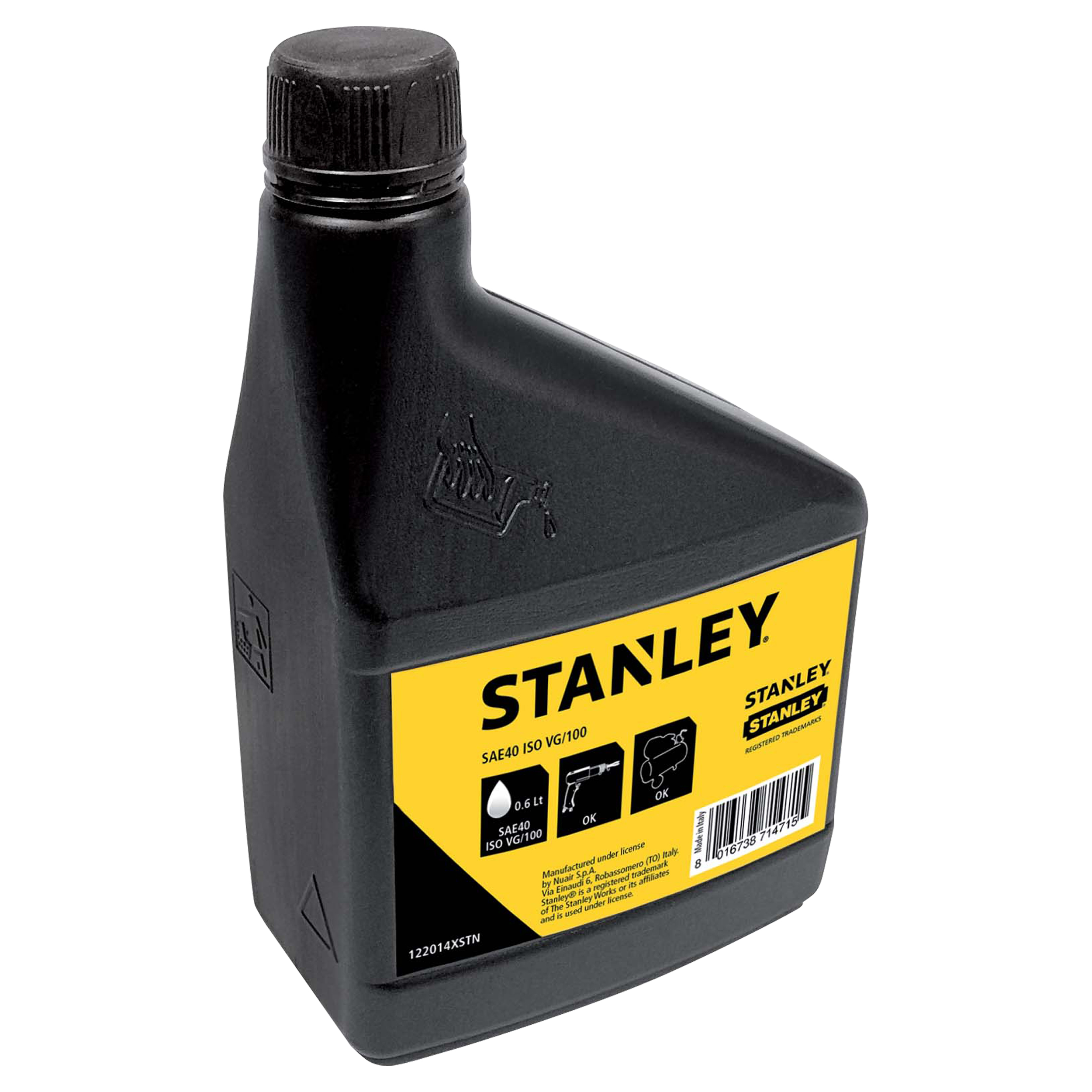 83.300.29 Stanley  compressor olie SAE40 ISO VG100 - 152168XSTN - 0.6 l - zwart