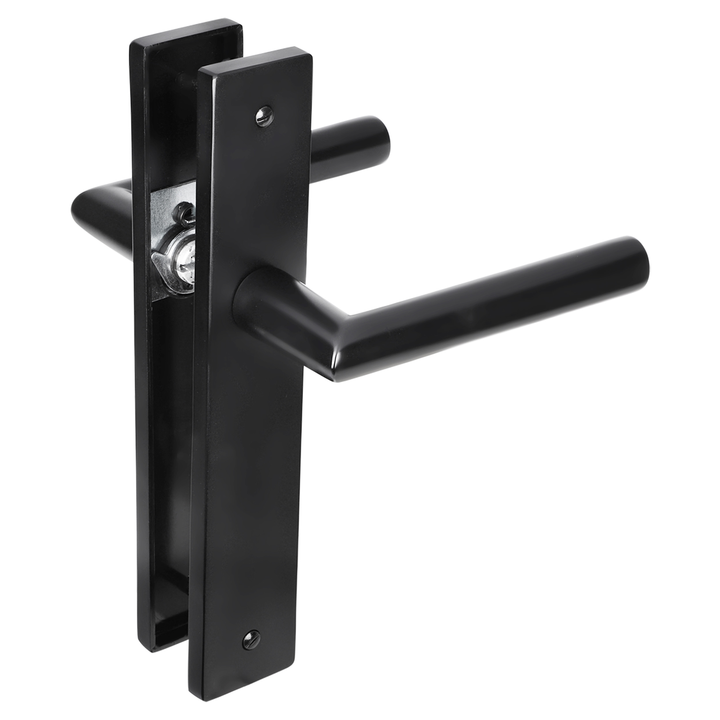 86.014.18 Impresso London deurkruk met vierkant deurschild blind met schroef - zwart