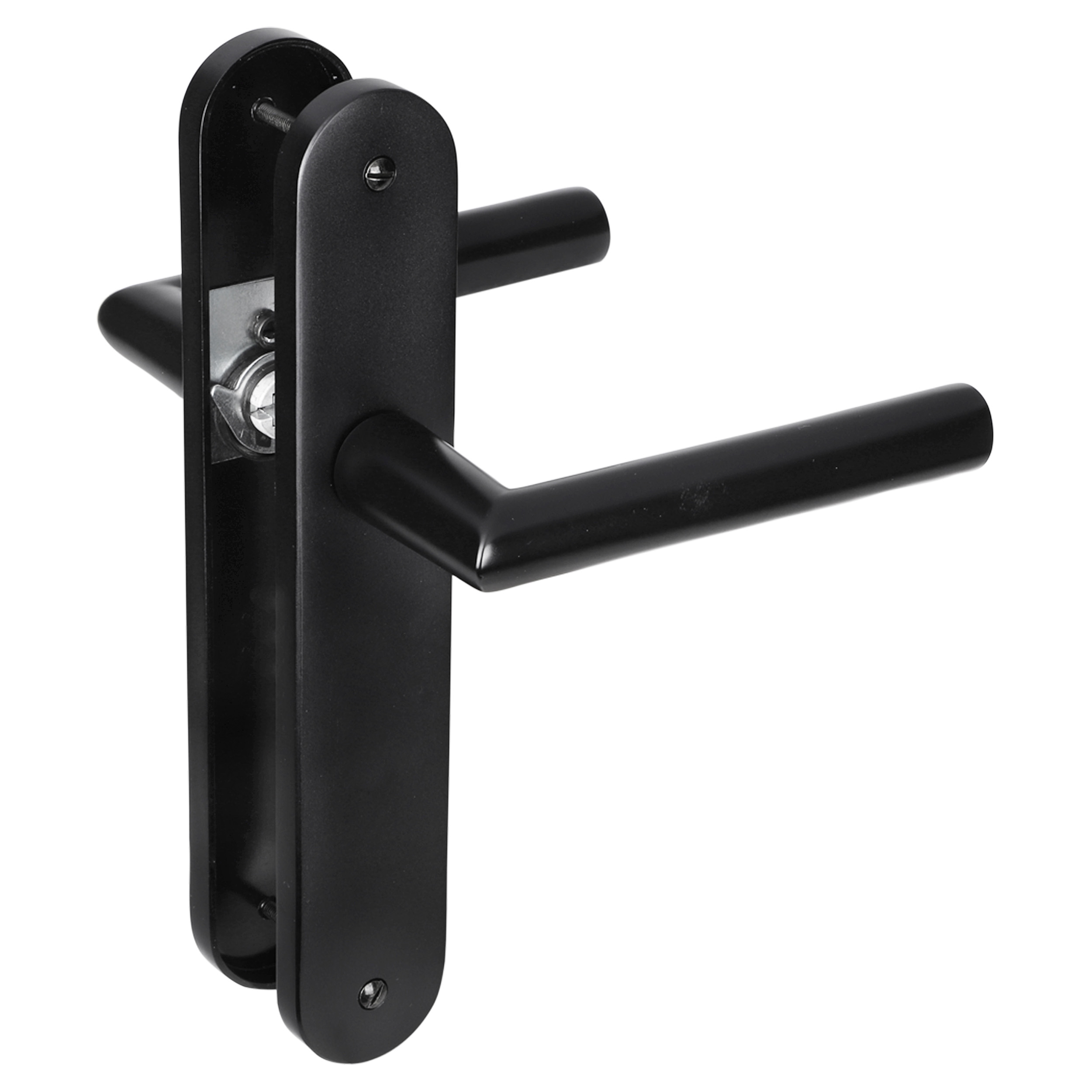 86.014.24 Impresso London deurkruk met ovaal deurschild blind met schroef - zwart